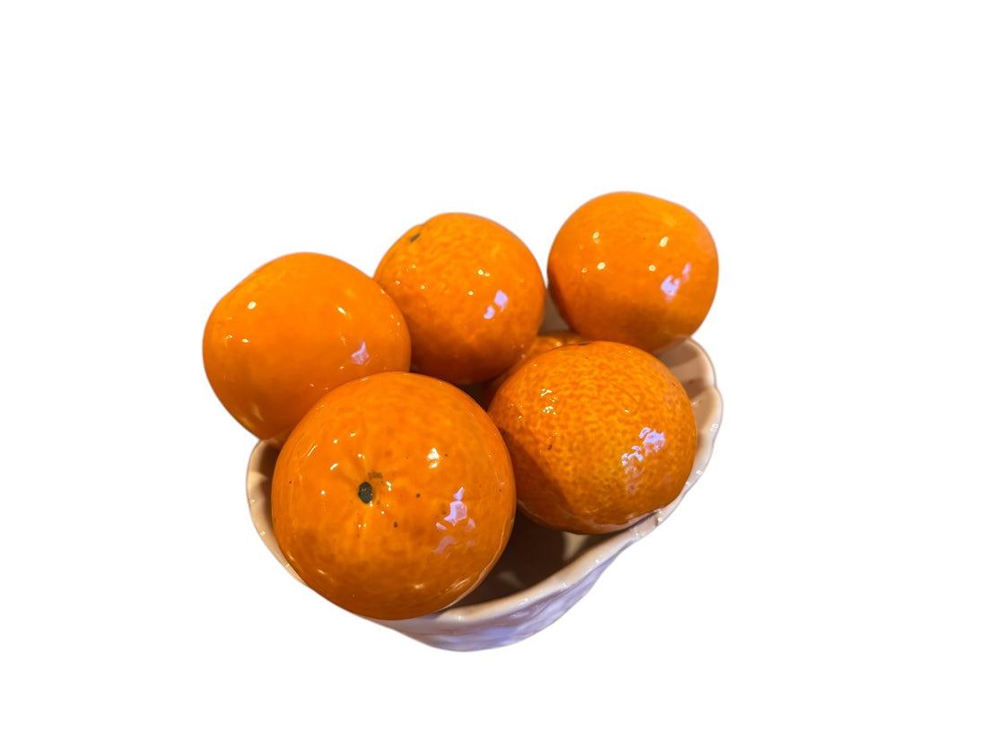 Italian Ceramic white Basket with Oranges Tangerines for I Magnin