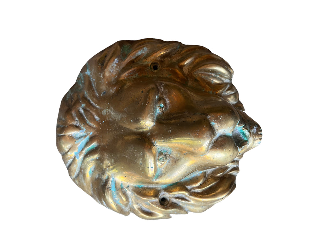 Large Brass European Lion Head Wall Mounted