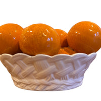 Italian Ceramic white Basket with Oranges Tangerines for I Magnin