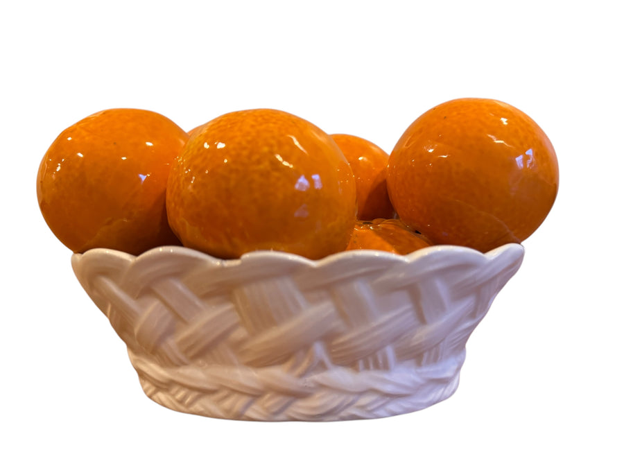 Italian Ceramic white Basket with Oranges Tangerines for I Magnin