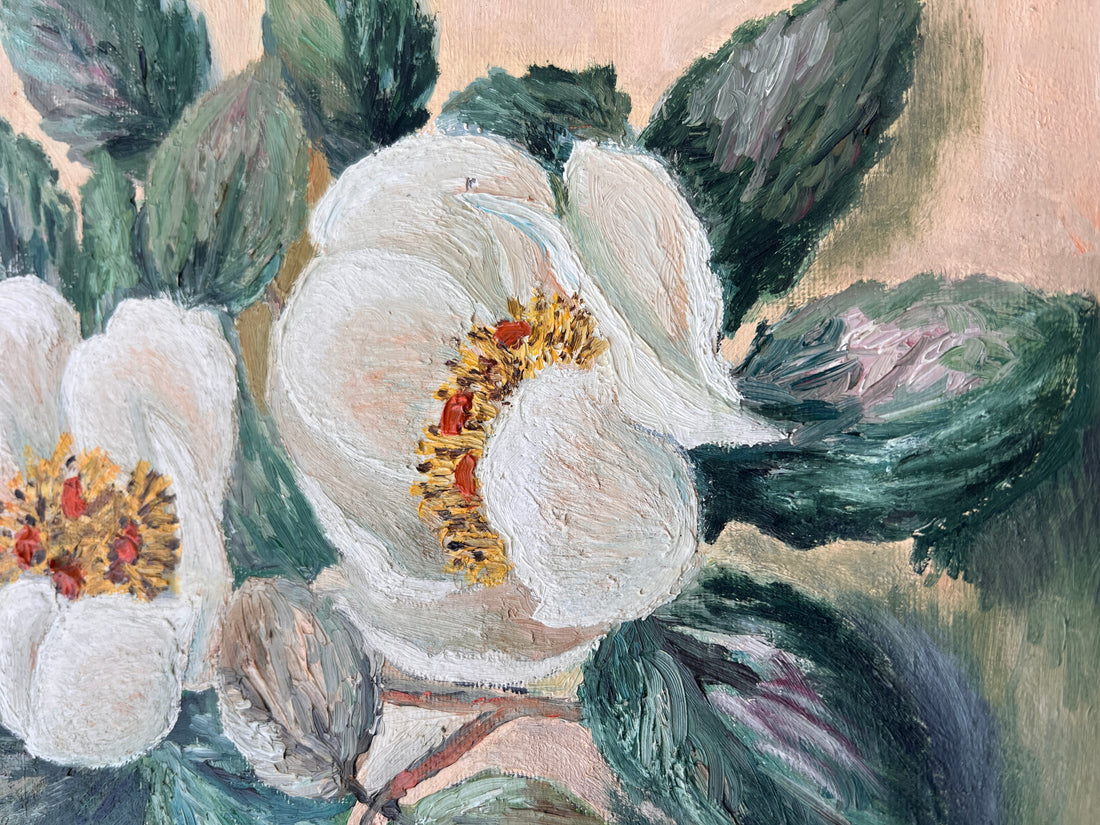 Unframed European Floral Magnolia Painting