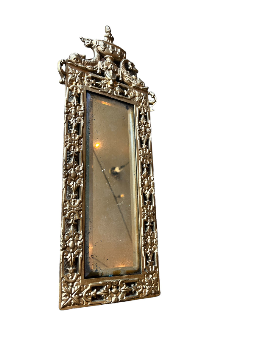 Art Deco European Mirror with Heavy Leaded Glass and Intricate Metal Frame