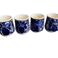  Blue painted Mexican Ceramic Mugs