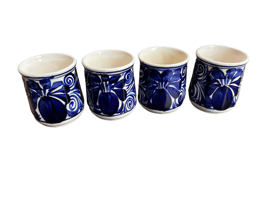  Blue painted Mexican Ceramic Mugs