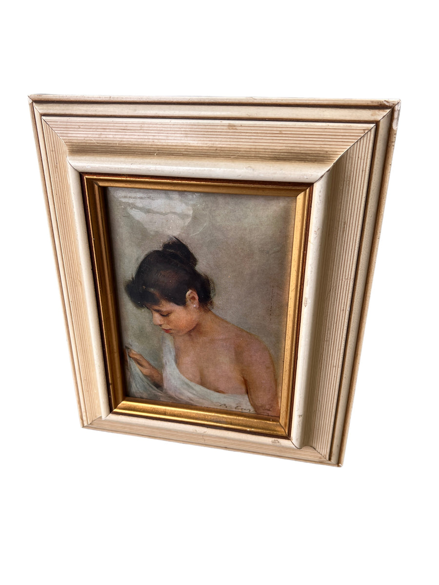 Framed European Print Portrait Nude