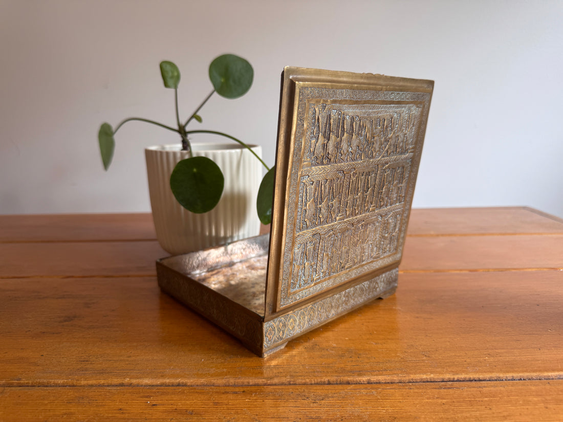 Brass Box vintage etched with Human Figures