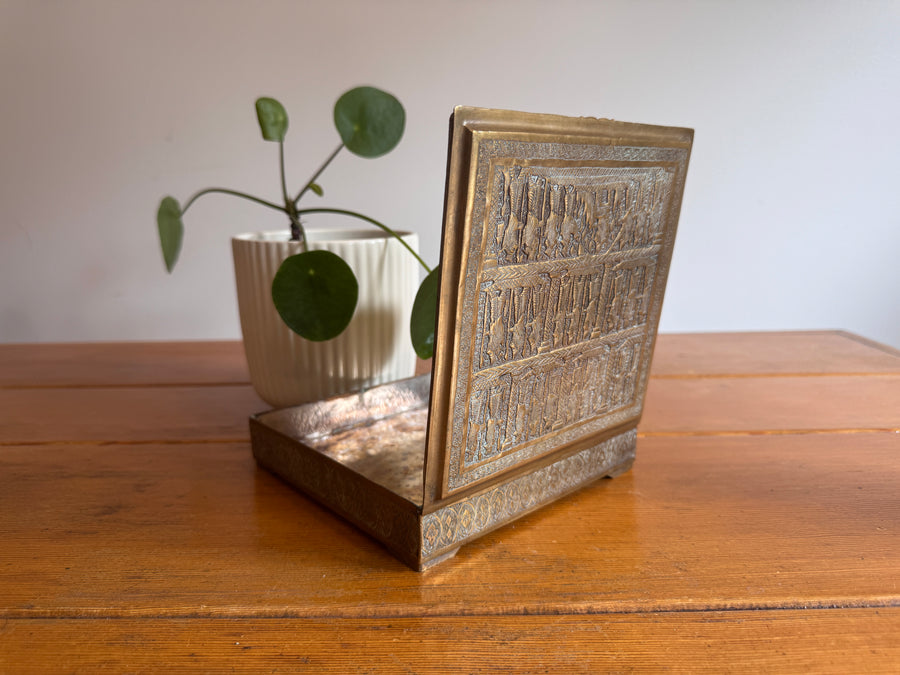 Brass Box vintage etched with Human Figures