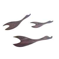 Mid-Century Set of Three Teak Wood Minimalist Bird Hanging Wall Art