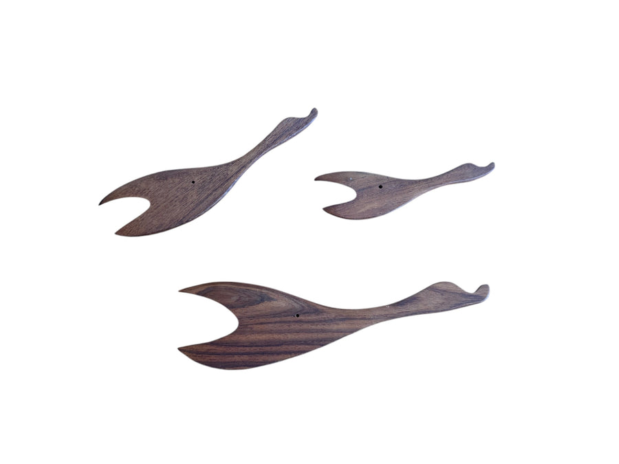 Mid-Century Set of Three Teak Wood Minimalist Bird Hanging Wall Art