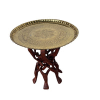 Brass Top Table with African Wood Camel Base