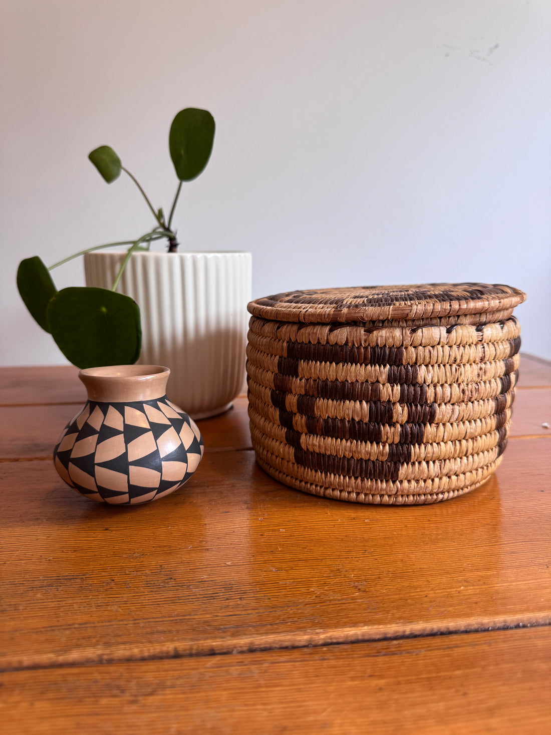 Native Basket and Clay Pot Ceramic Vase Sold Separately