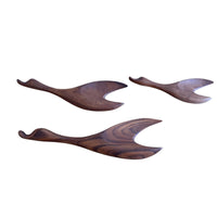 Mid-Century Set of Three Teak Wood Minimalist Bird Hanging Wall Art