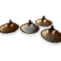 Vintage Scalloped Brass Trays with Snails and Nub feet India