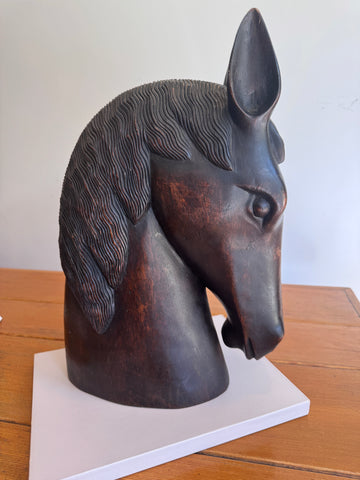 Large Carved Wood Horse Sculpture