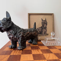 Scottish Terrier Needlepoint Statue Brass Candlestick Butter Dish (Sold Separately)