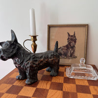 Scottish Terrier Needlepoint Statue Brass Candlestick Butter Dish (Sold Separately)