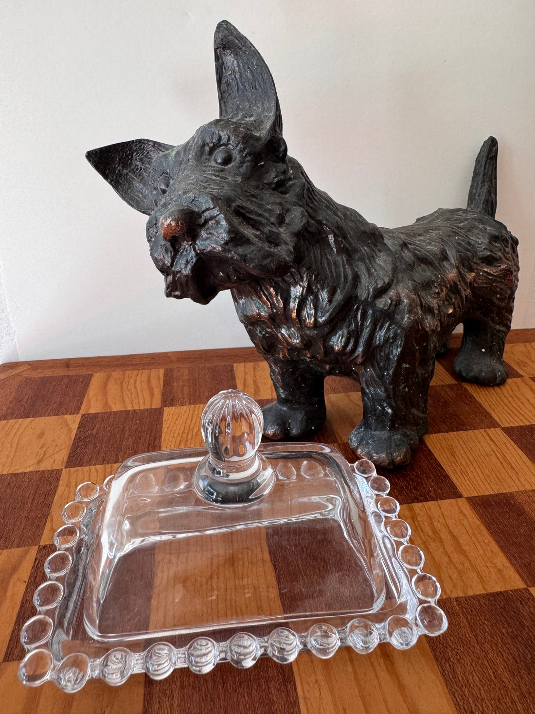 Scottish Terrier Needlepoint Statue Brass Candlestick Butter Dish (Sold Separately)