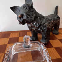 Scottish Terrier Needlepoint Statue Brass Candlestick Butter Dish (Sold Separately)
