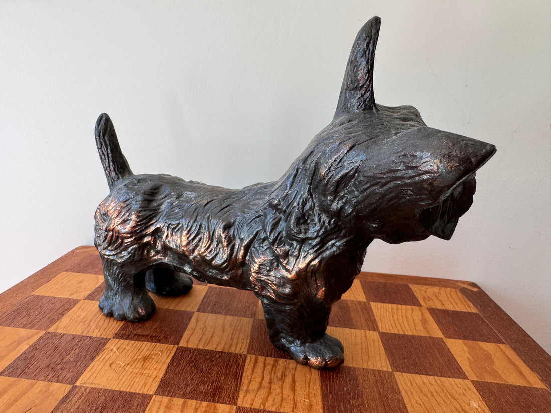 Scottish Terrier Needlepoint Statue Brass Candlestick Butter Dish (Sold Separately)