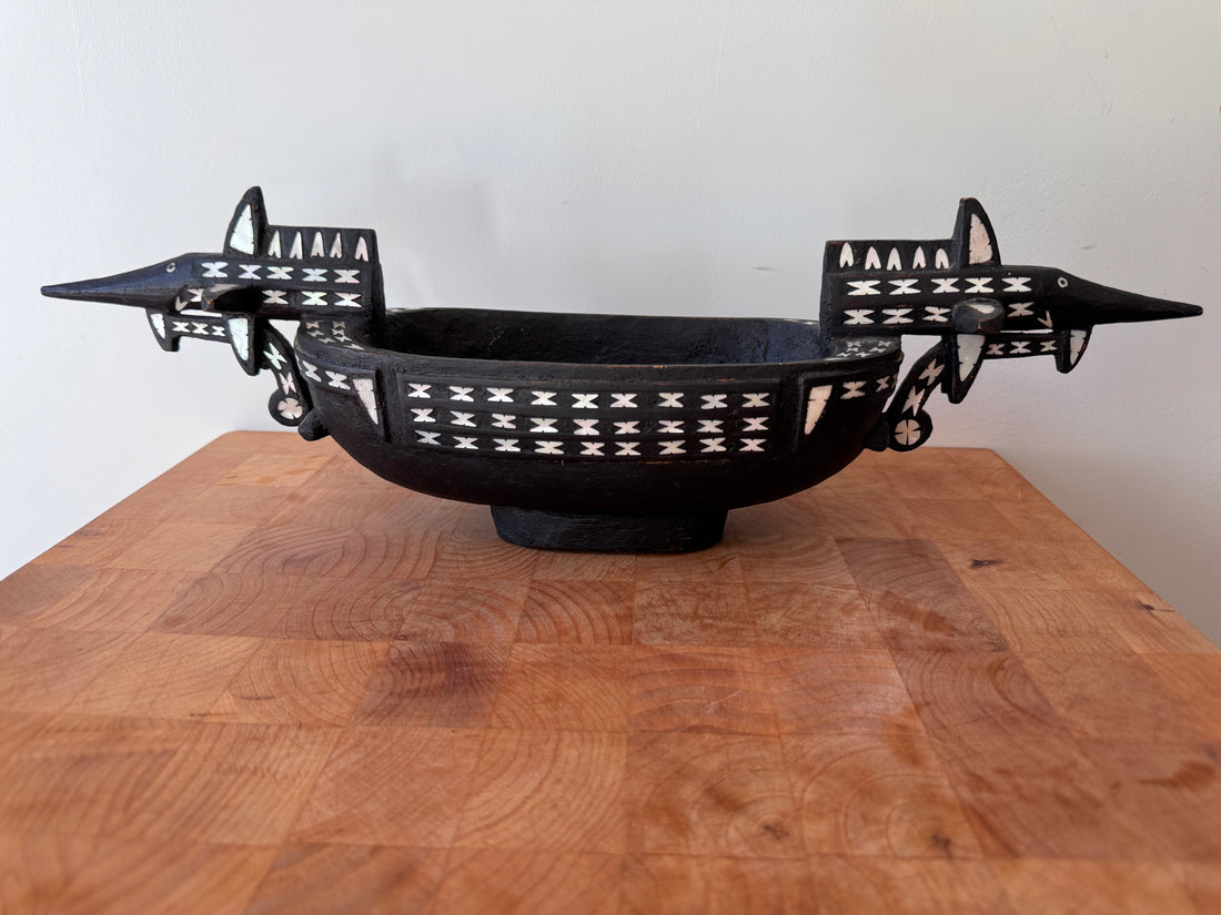 Pearl Inlay Solomon Islands wood bowl art