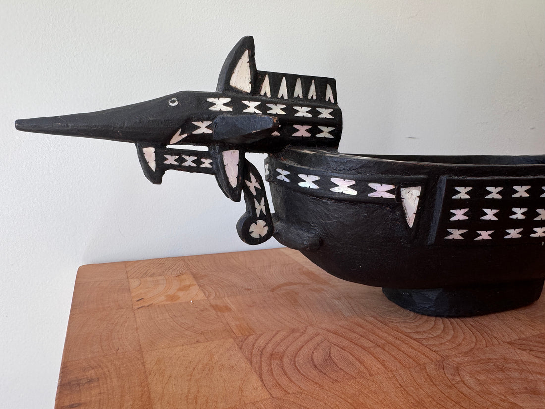 Pearl Inlay Solomon Islands wood bowl art