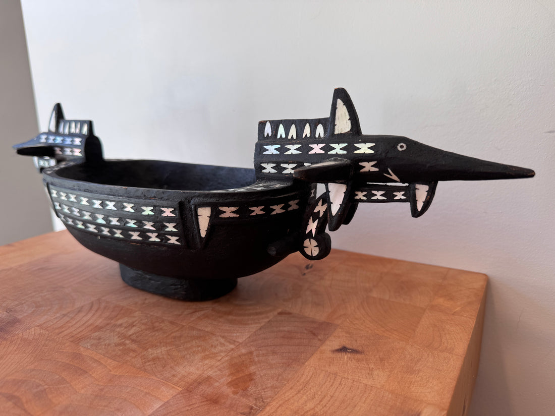 Pearl Inlay Solomon Islands wood bowl art