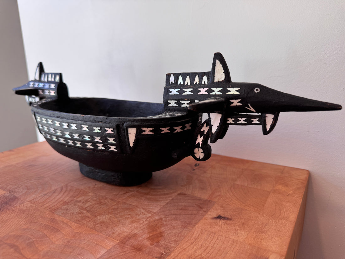 Pearl Inlay Solomon Islands wood bowl art