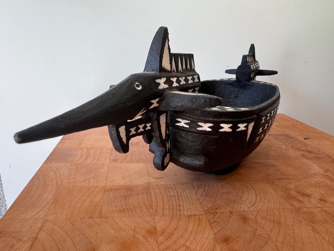 Pearl Inlay Solomon Islands wood bowl art