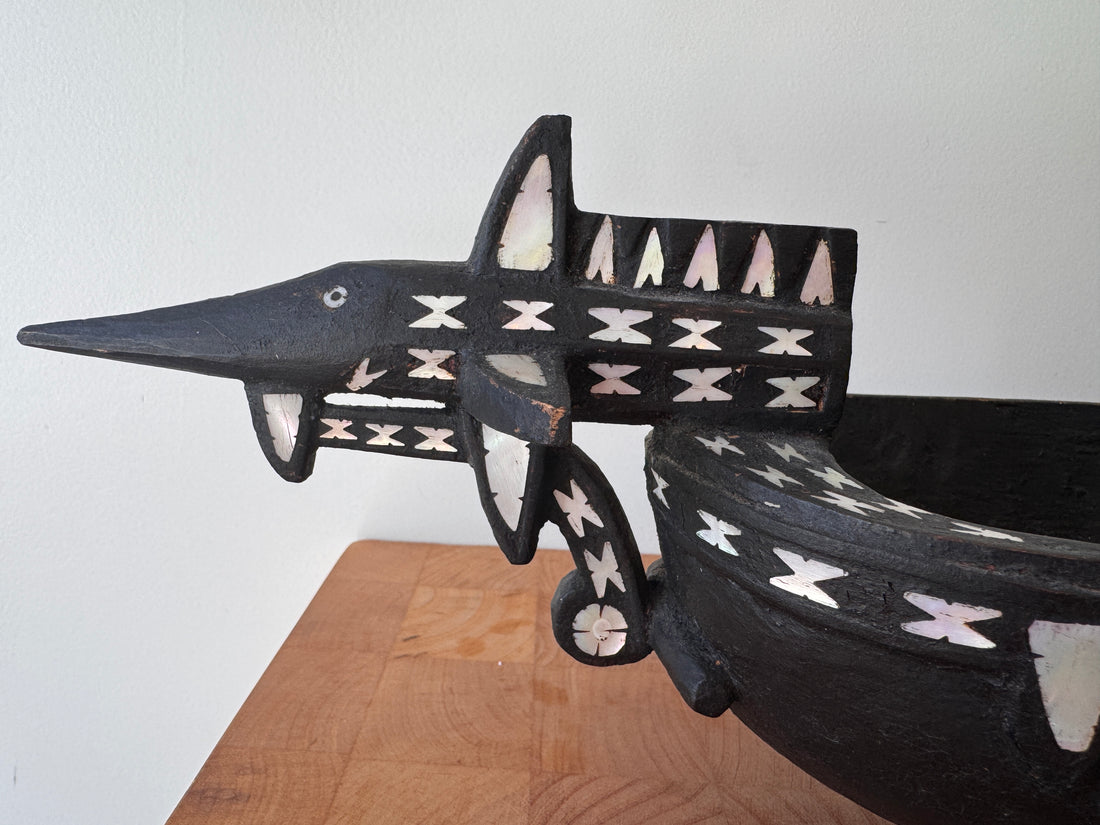 Pearl Inlay Solomon Islands wood bowl art