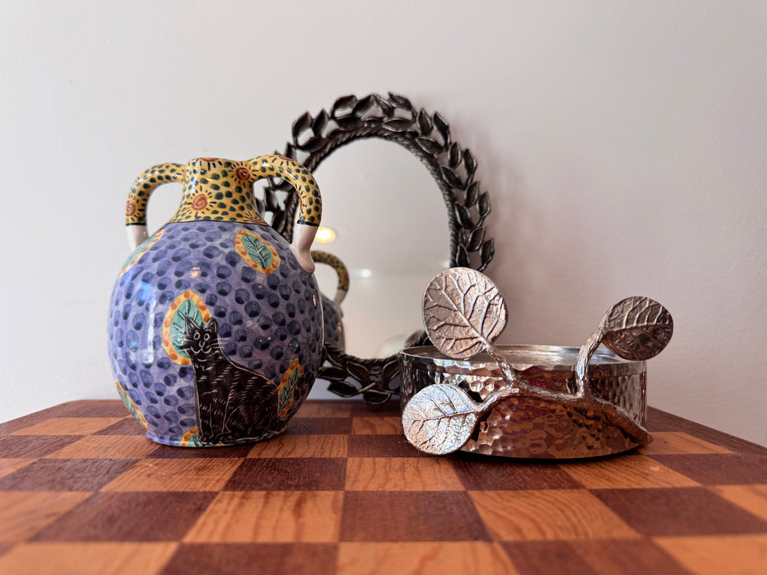 Pozniak Ceramic Vase Mirror and Aram Coasters (Sold Separately)