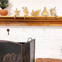 Solid Weighted Brass Holiday Christmas Mantel Stocking hooks