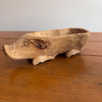 Carved Wood Pig Bowl