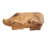 Carved Wood Pig Bowl