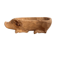 Carved Wood Pig Bowl