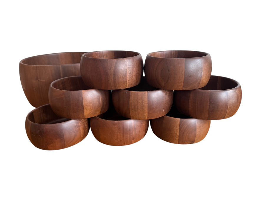 Diversified Industries Division Walnut Bowls Set of Nine 9 Made in the USA