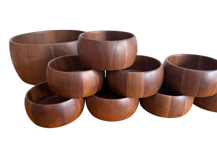 Diversified Industries Division Walnut Bowls Set of Nine 9 Made in the USA