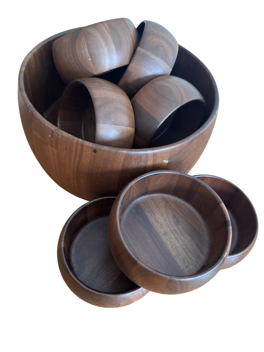 Diversified Industries Division Walnut Bowls Set of Nine 9 Made in the USA