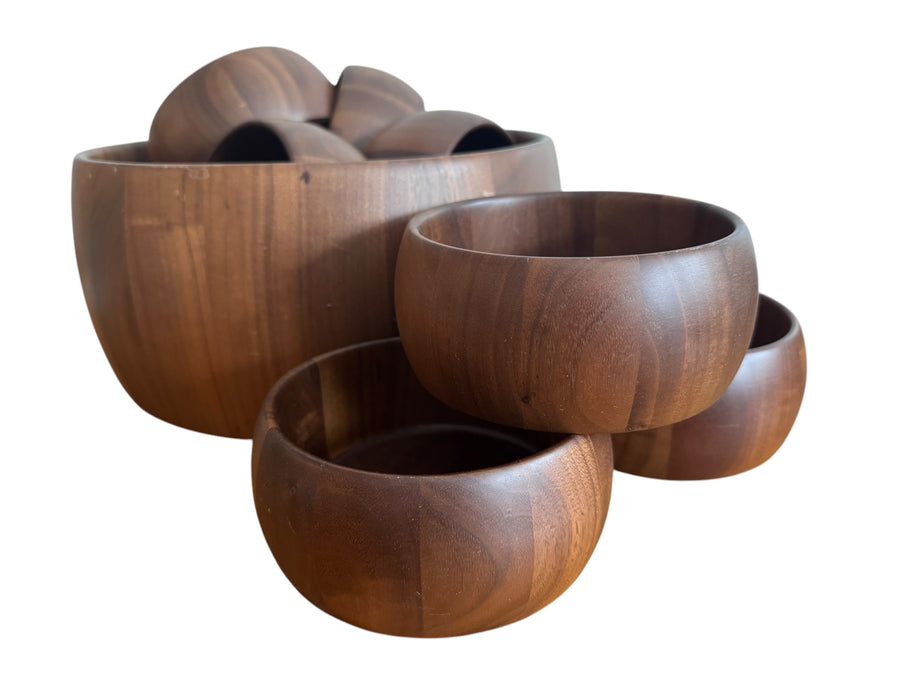 Diversified Industries Division Walnut Bowls Set of Nine 9 Made in the USA