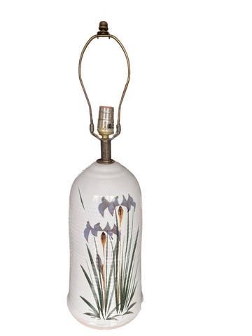 Ceramic Lamp Base with Leaf and Flower Design