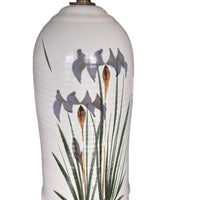 Ceramic Lamp Base with Leaf and Flower Design