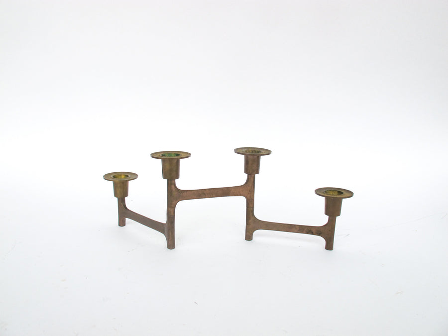 Danish Mid-Century Modern Nagel Style Brass Folding Candle Holder