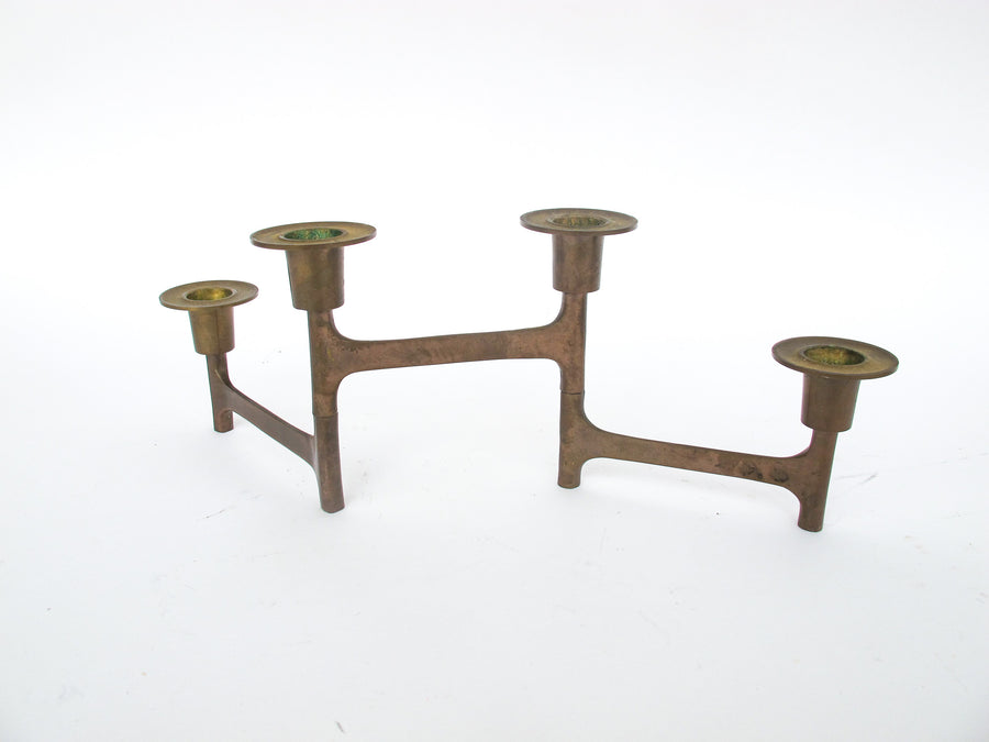 Danish Mid-Century Modern Nagel Style Brass Folding Candle Holder