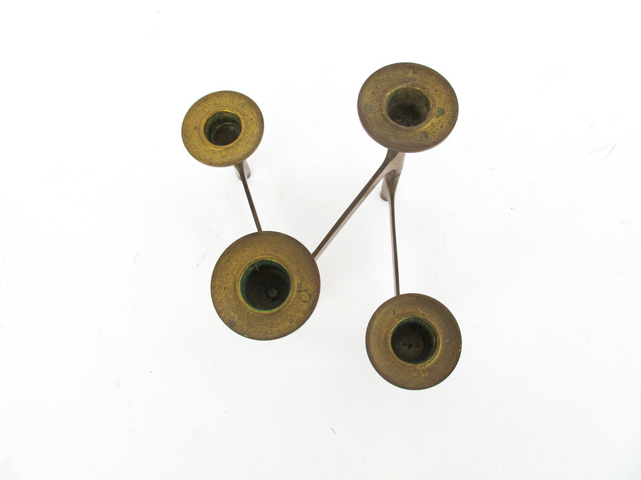 Danish Mid-Century Modern Nagel Style Brass Folding Candle Holder