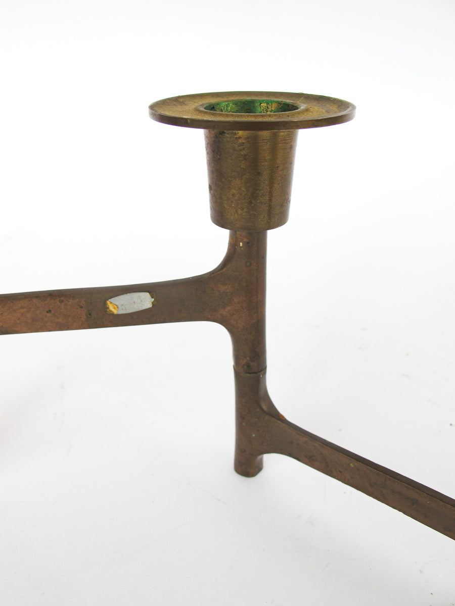 Danish Mid-Century Modern Nagel Style Brass Folding Candle Holder