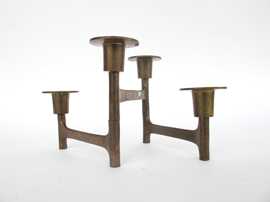 Danish Mid-Century Modern Nagel Style Brass Folding Candle Holder