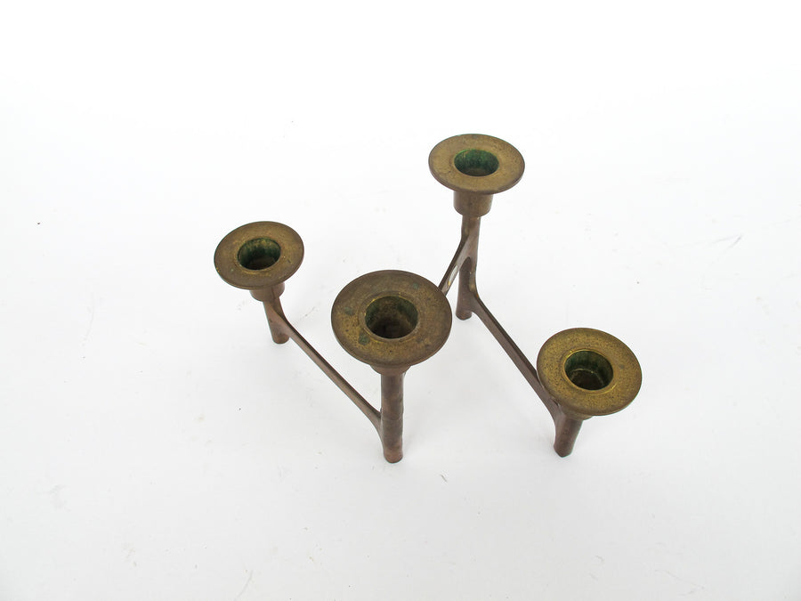 Danish Mid-Century Modern Nagel Style Brass Folding Candle Holder