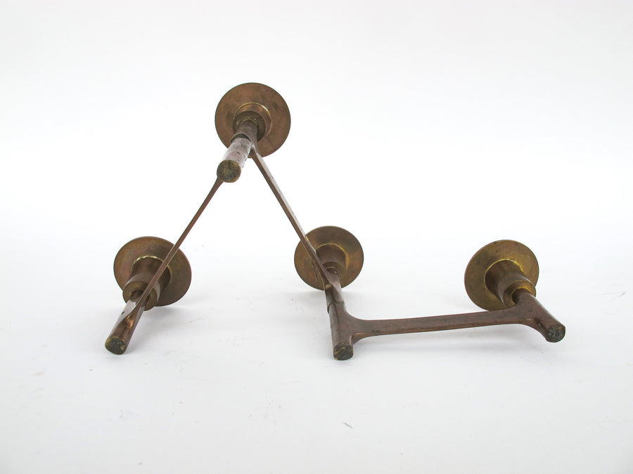 Danish Mid-Century Modern Nagel Style Brass Folding Candle Holder