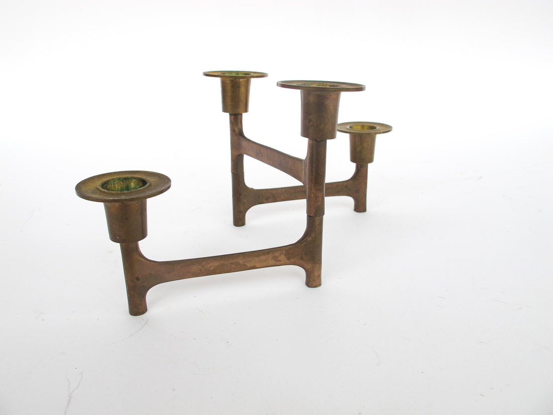 Danish Mid-Century Modern Nagel Style Brass Folding Candle Holder