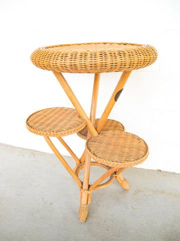 Smithsonian Wicker 4 Tier Table Plant Stand