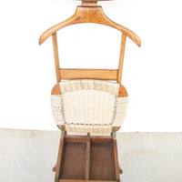 Hans Wegner Style Mid-Centry Valet Chair with Woven Storage Bench Seat